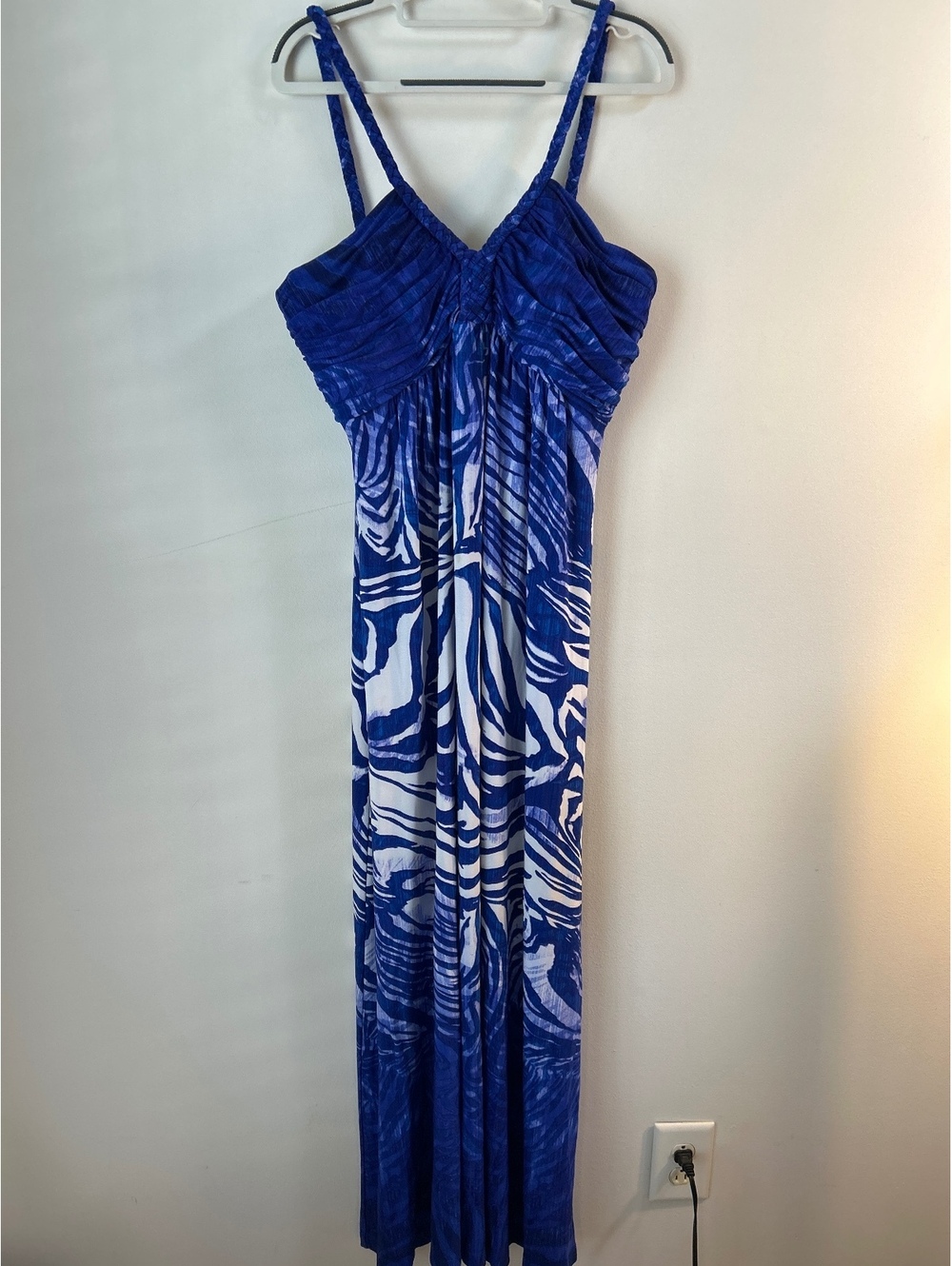 Boston Proper Blue and White Zebra Print Maxi Dress Size 18
